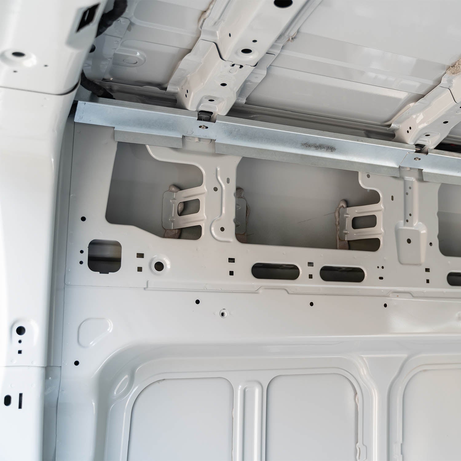 Timber Van Kits transit van panels structural assembly with metal framework and panel fittings for van conversion.