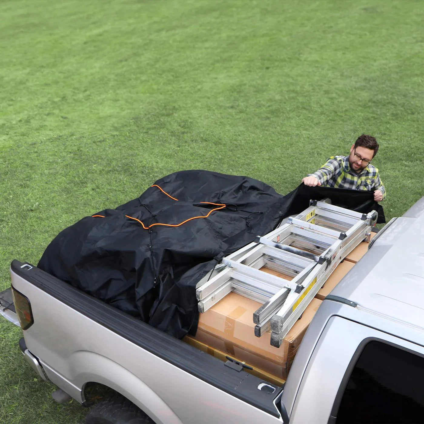 TRUCK BED CARGO NET WITH BUILT-IN TARP - OVERLANDERS Outfitter