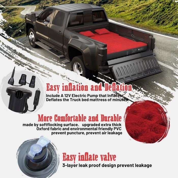5.5-6.5ft Full Size Truck Bed Air Mattress Red - OVERLANDERS Outfitter