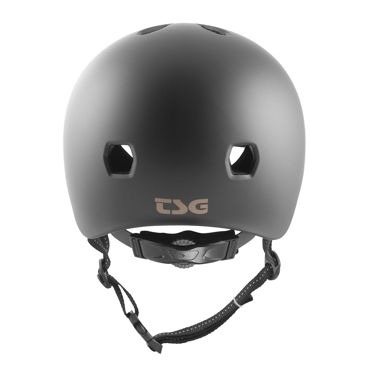 ZEITBIKE TSG Meta helmet in satin black, featuring a sleek design and adjustable straps, for cycling safety.