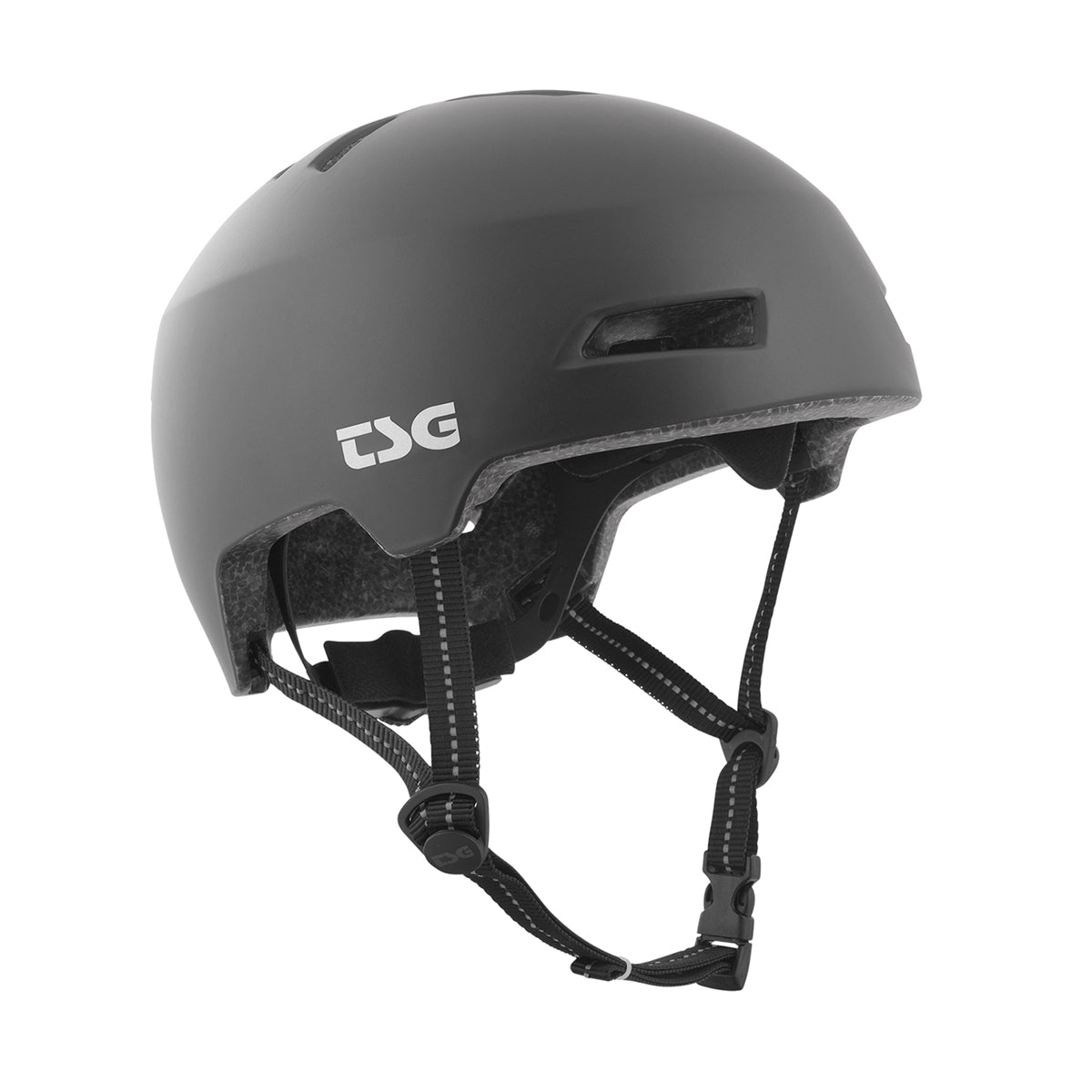 ZEITBIKE TSG helmet in satin black with solid color finish, featuring a sleek, aerodynamic design and adjustable straps.