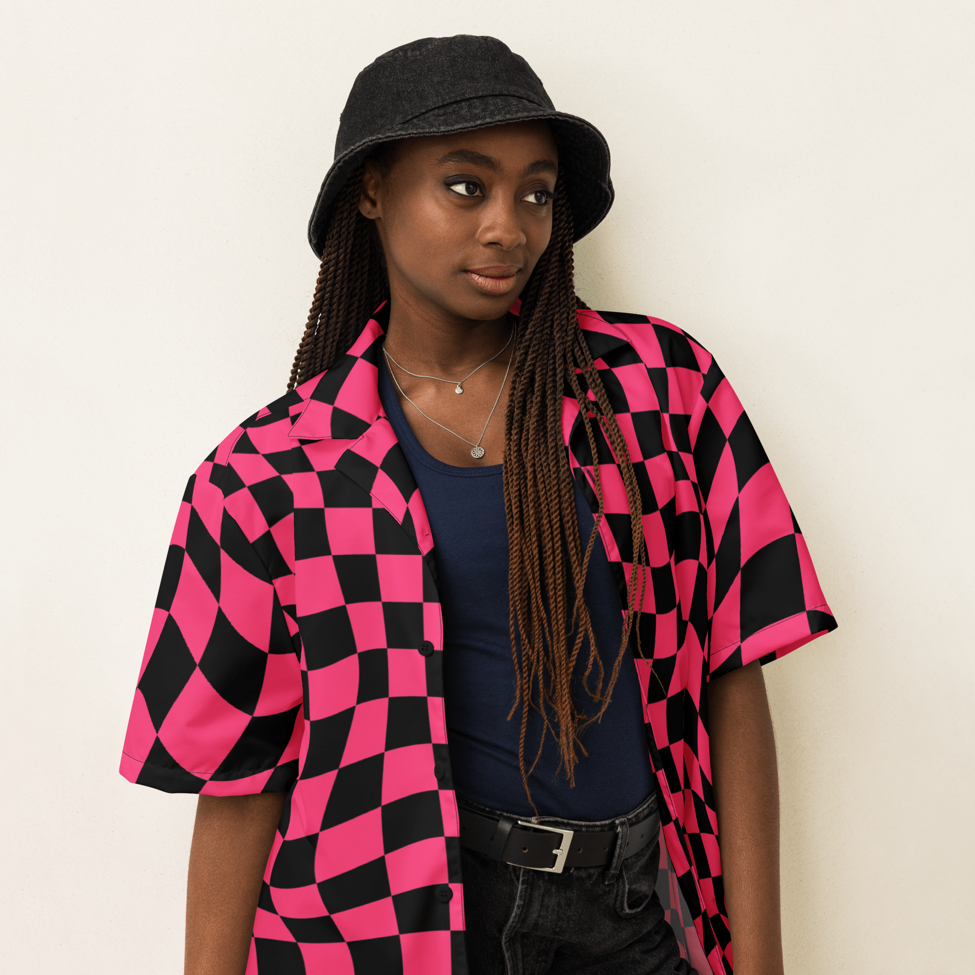 Twisted Tiles Checkerboard Button Up Shirt