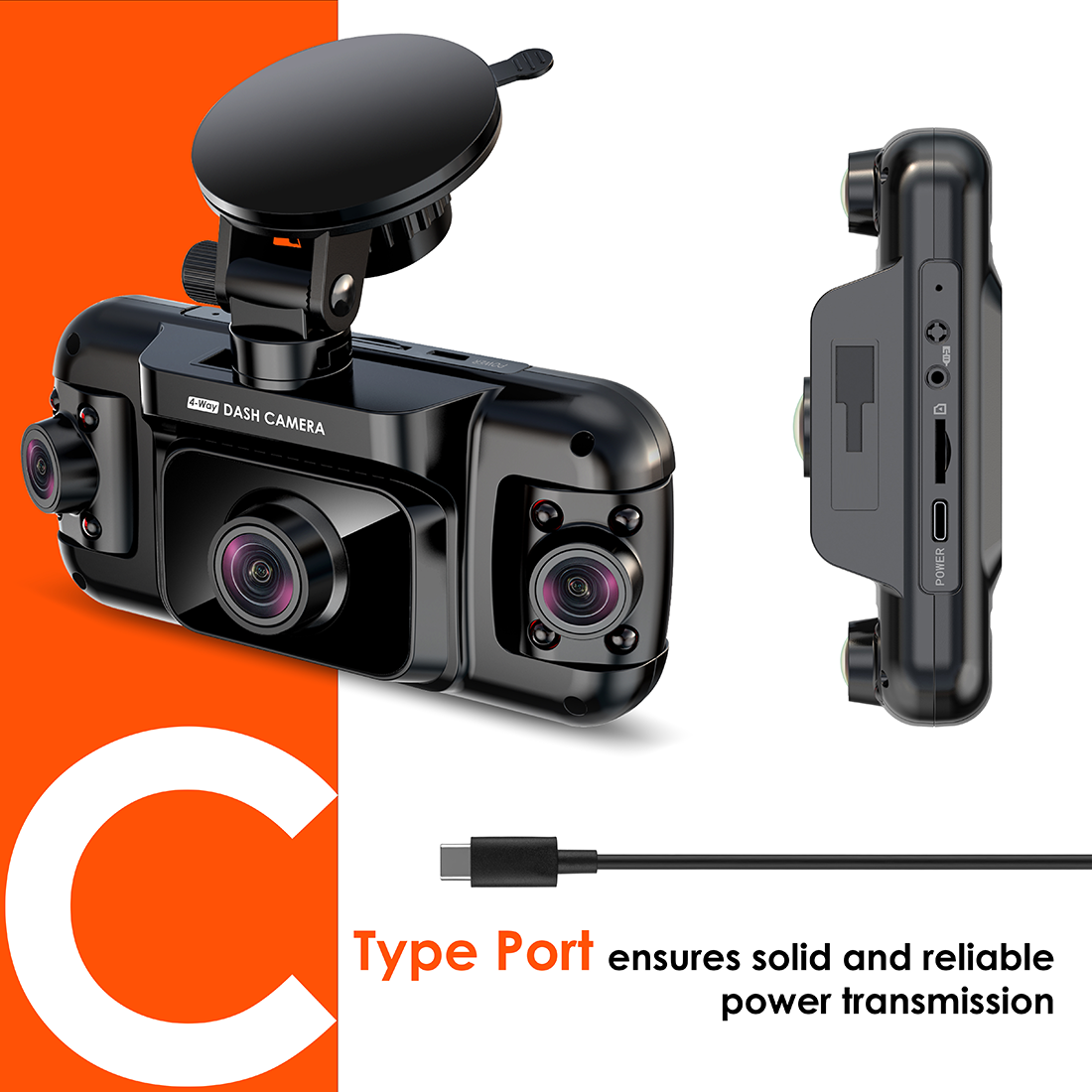 Rexing R4 dash cam featuring 4 channels, 1080p resolution, Wi-Fi, and GPS for comprehensive vehicle monitoring.