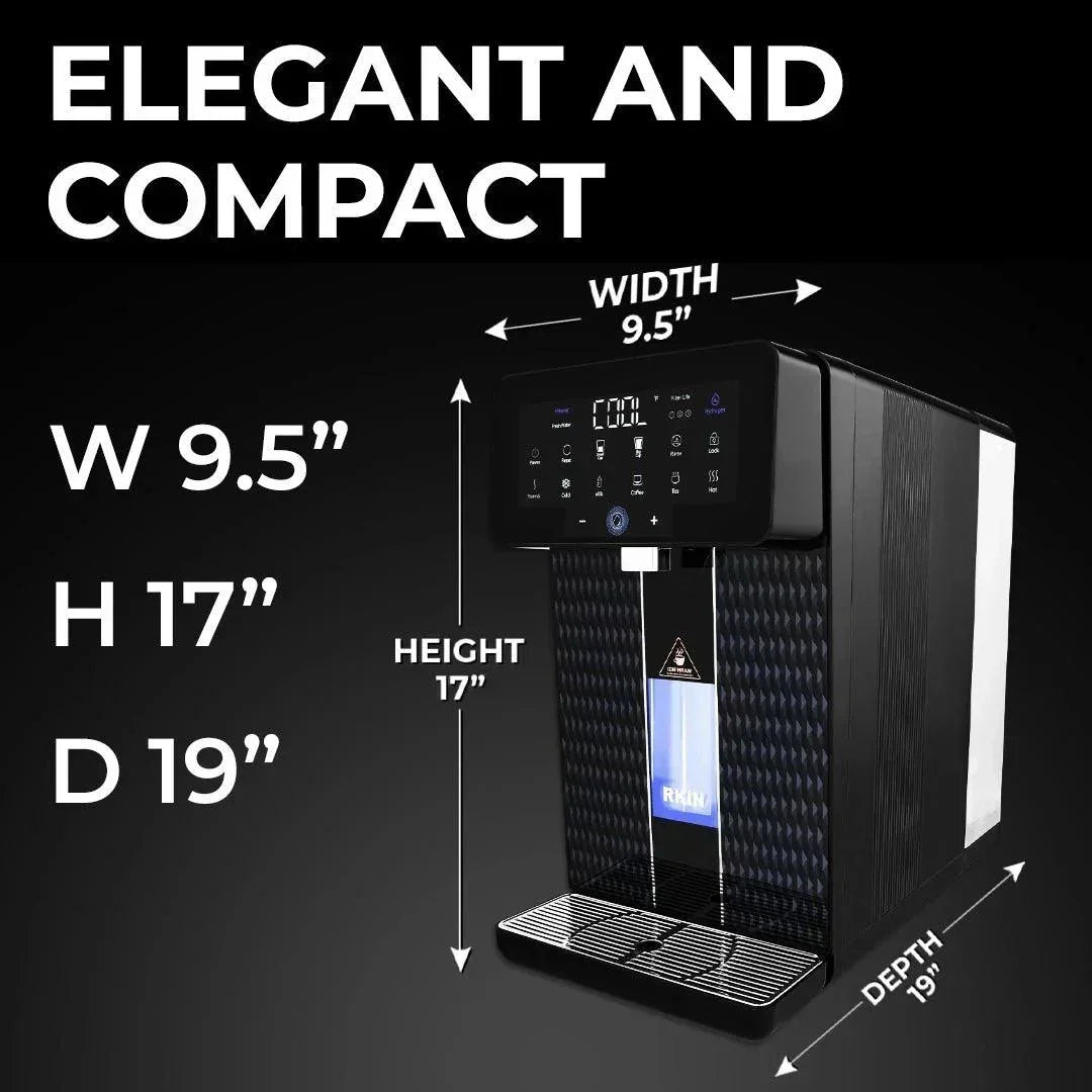Green Vista Living RKIN U1 4-in-1 space-saving water filter system showing compact design and multiple filter components.