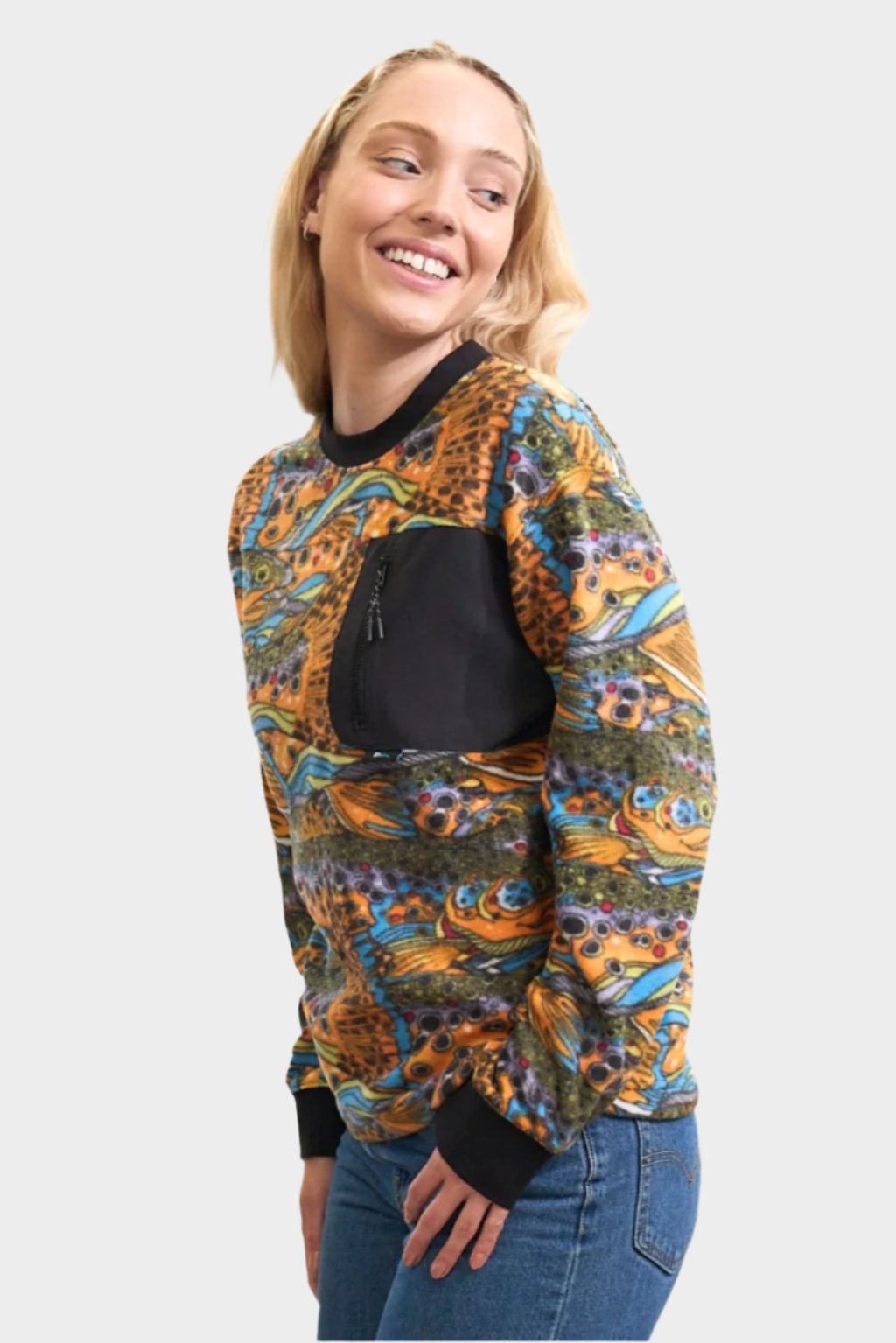 FisheWear Unbound Brown Fleece Crew Neck sweatshirt made of soft fleece fabric, featuring a classic crew neck design.