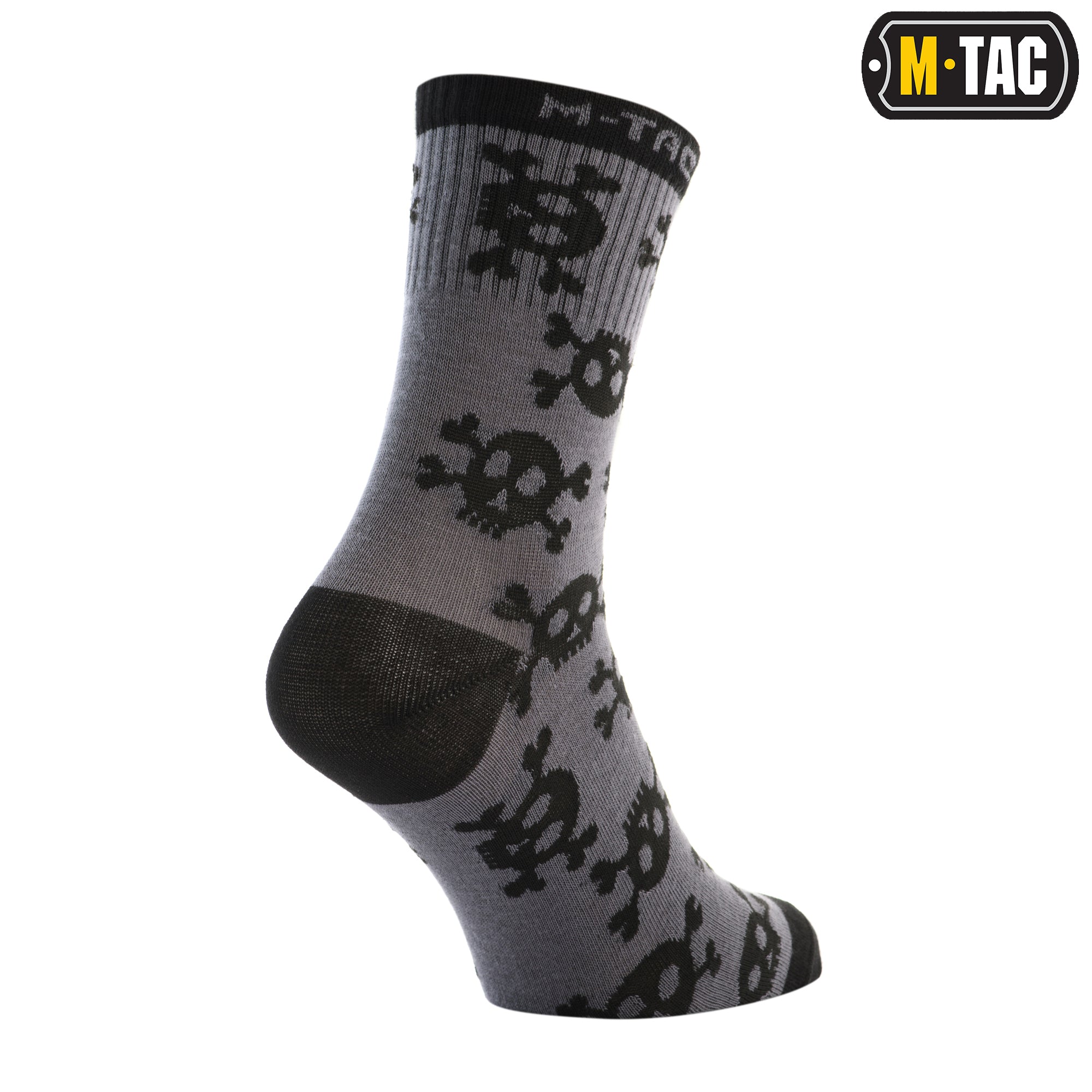 Lightweight M-Tac mid calf socks featuring a pirate skull design, suitable for tactical or casual wear.