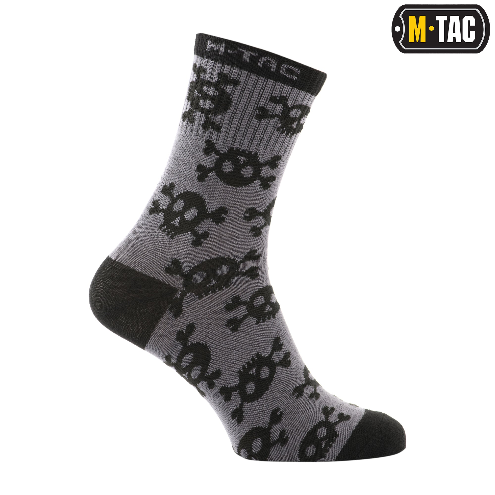 Lightweight M-Tac Mid Calf Socks featuring a pirate skull design, perfect for tactical or casual wear.