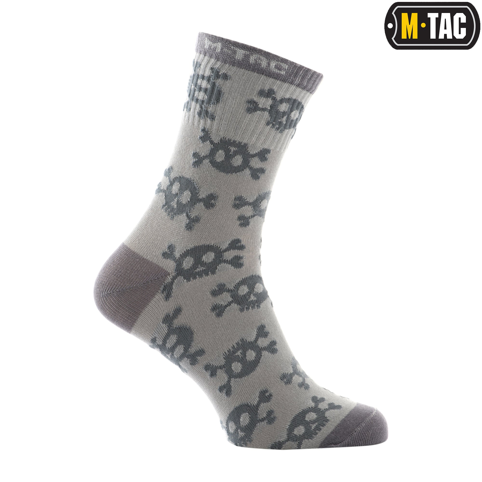 Lightweight M-Tac Mk.3 Pirate Skull mid-calf socks with skull and crossbones design, featuring comfortable fabric and tactical style.