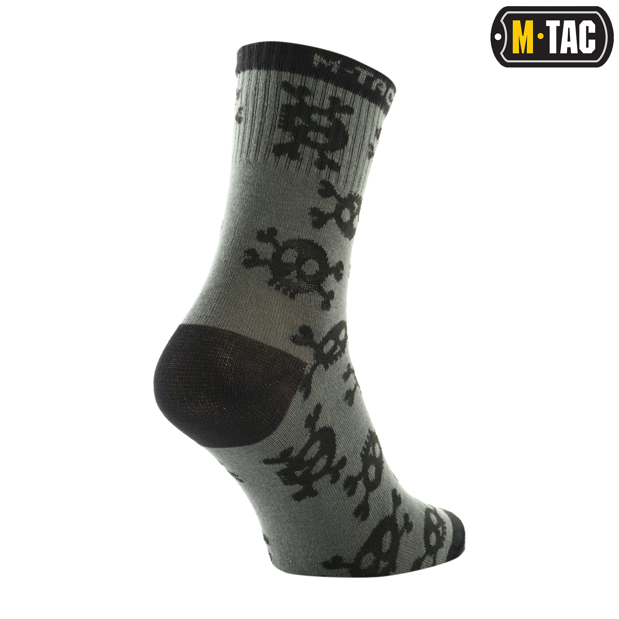 M-TAC mid calf socks featuring a pirate skull design, designed for tactical comfort and lightweight wear.