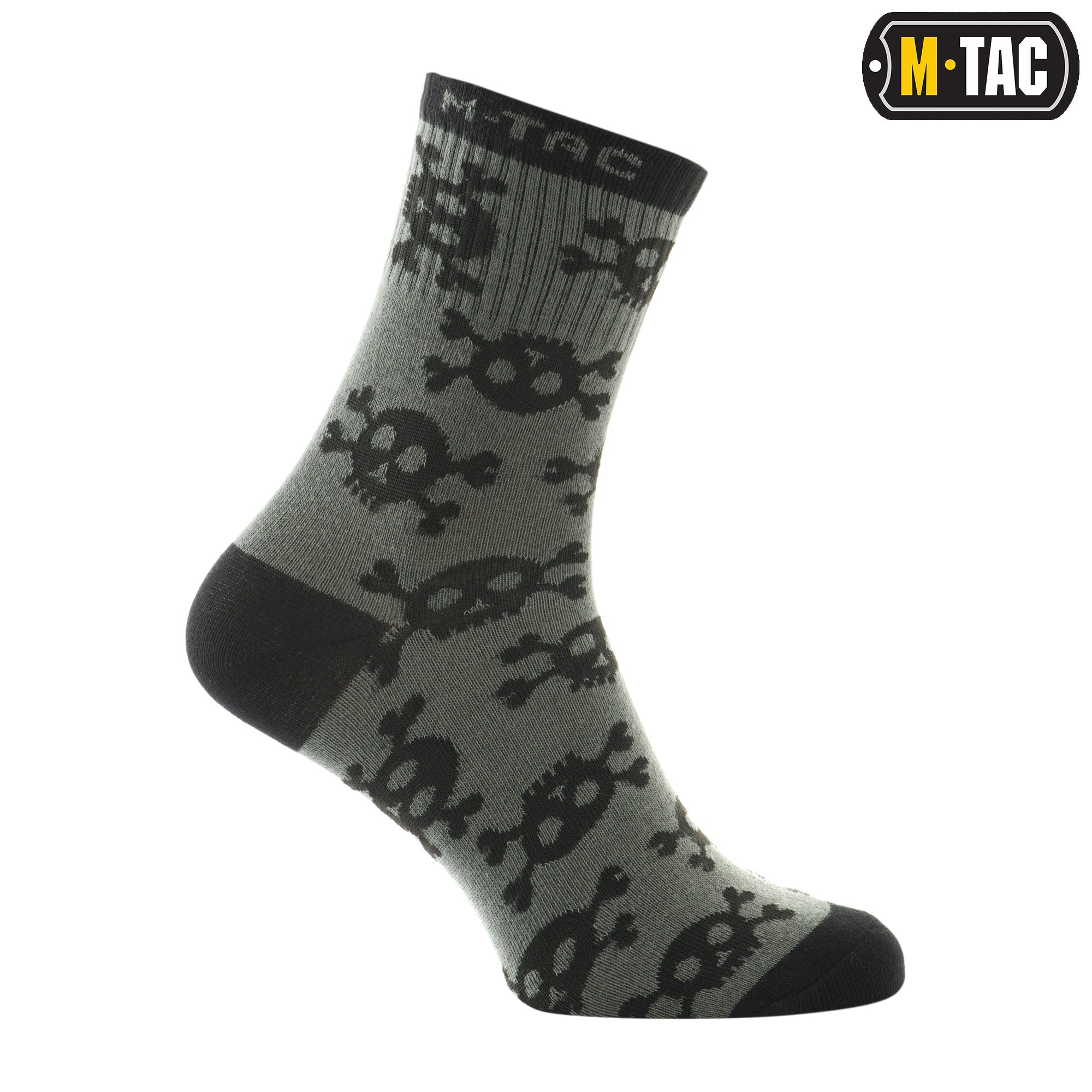 Lightweight M-Tac mid calf socks featuring a pirate skull design, ideal for casual or tactical wear.