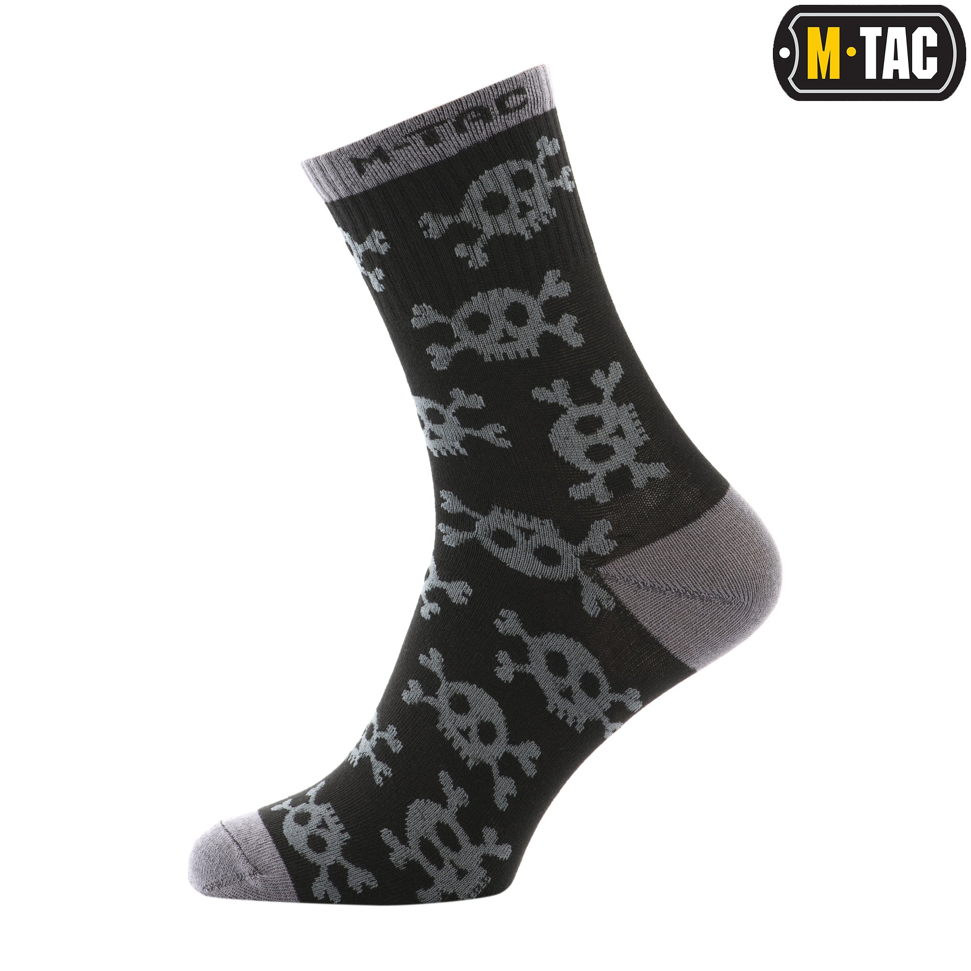 M-TAC mid calf socks featuring a pirate skull design, ideal for tactical and lightweight use.