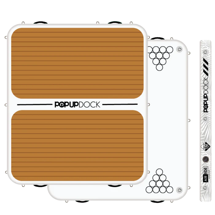 Backcountry Sportsman inflatable dock and swim platform with a durable, flat surface and sturdy side rails for water-based activities.