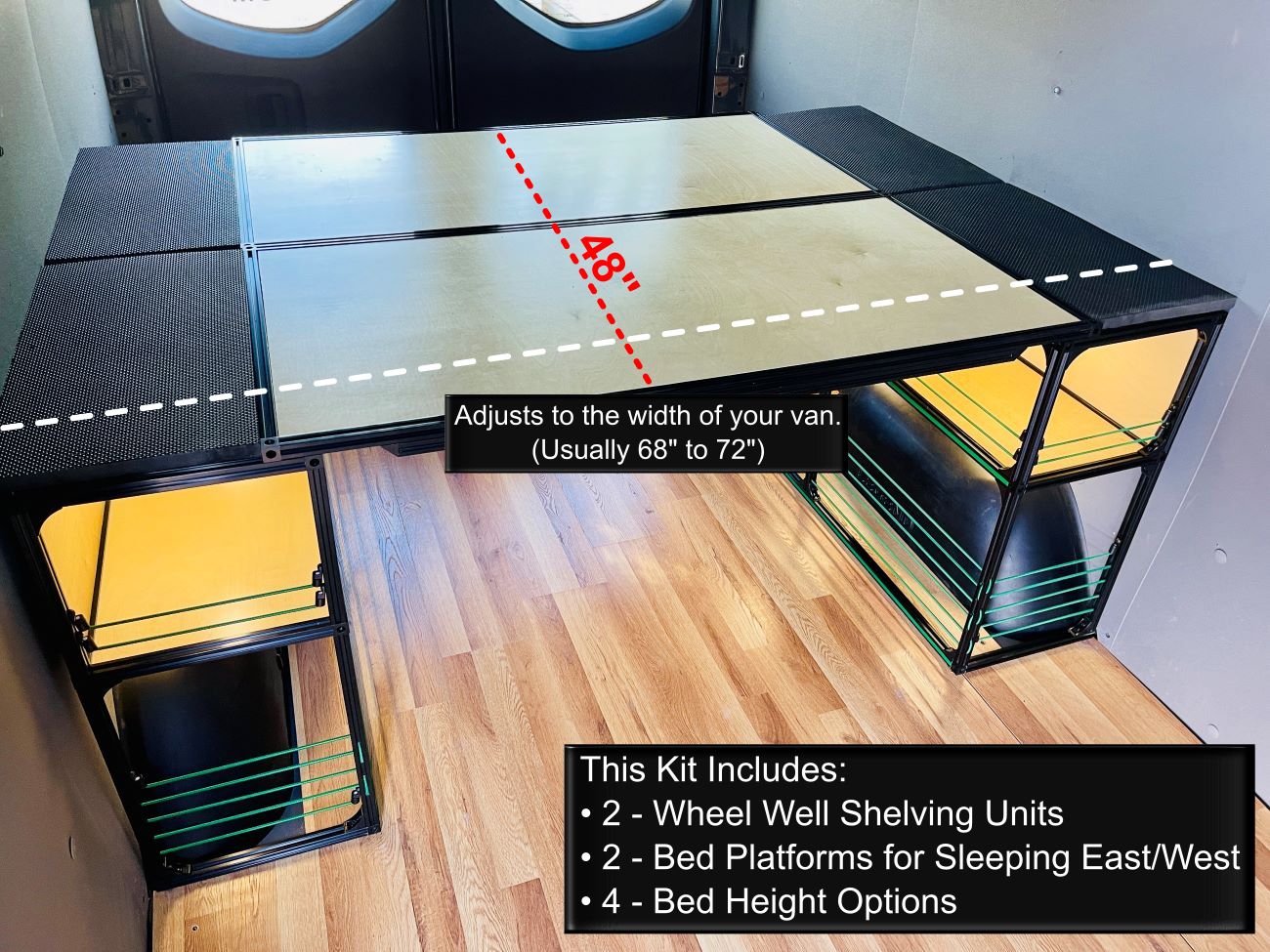 Van Bed 48" & Shelving | Camper Van Conversion DIY Kit - We The Collective