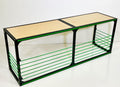 Van Wheel Well Bench Storage in camper van conversion DIY kit by TNTvans, showing built-in storage bench with wooden finish inside a camper van.