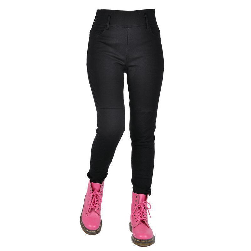Women's VOLERO™ motorcycle pants with Kevlar from Bean's Moto Booth, featuring reinforced knee protection and a sleek black design.