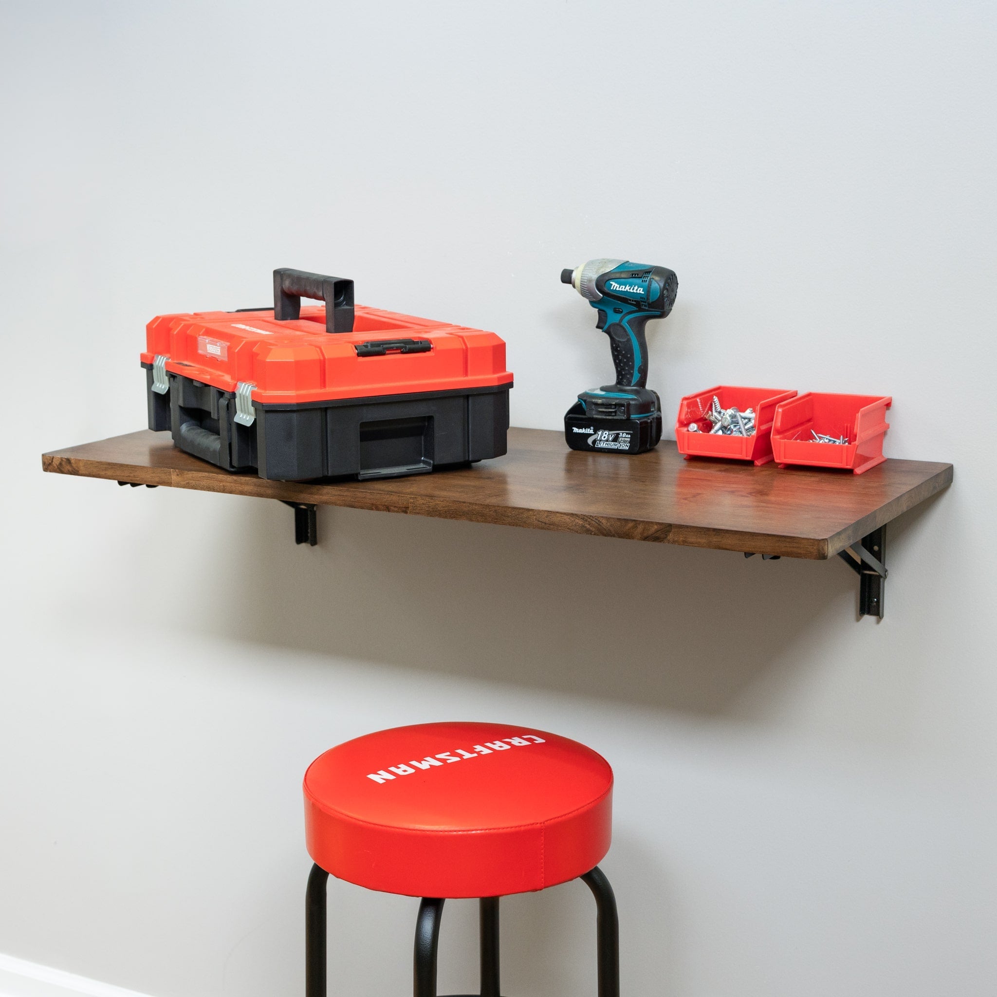 Wakefield Foldable Workbench | Dark Wood Tabletop with Black Brackets | Heavy-Duty Table - OVERLANDERS Outfitter
