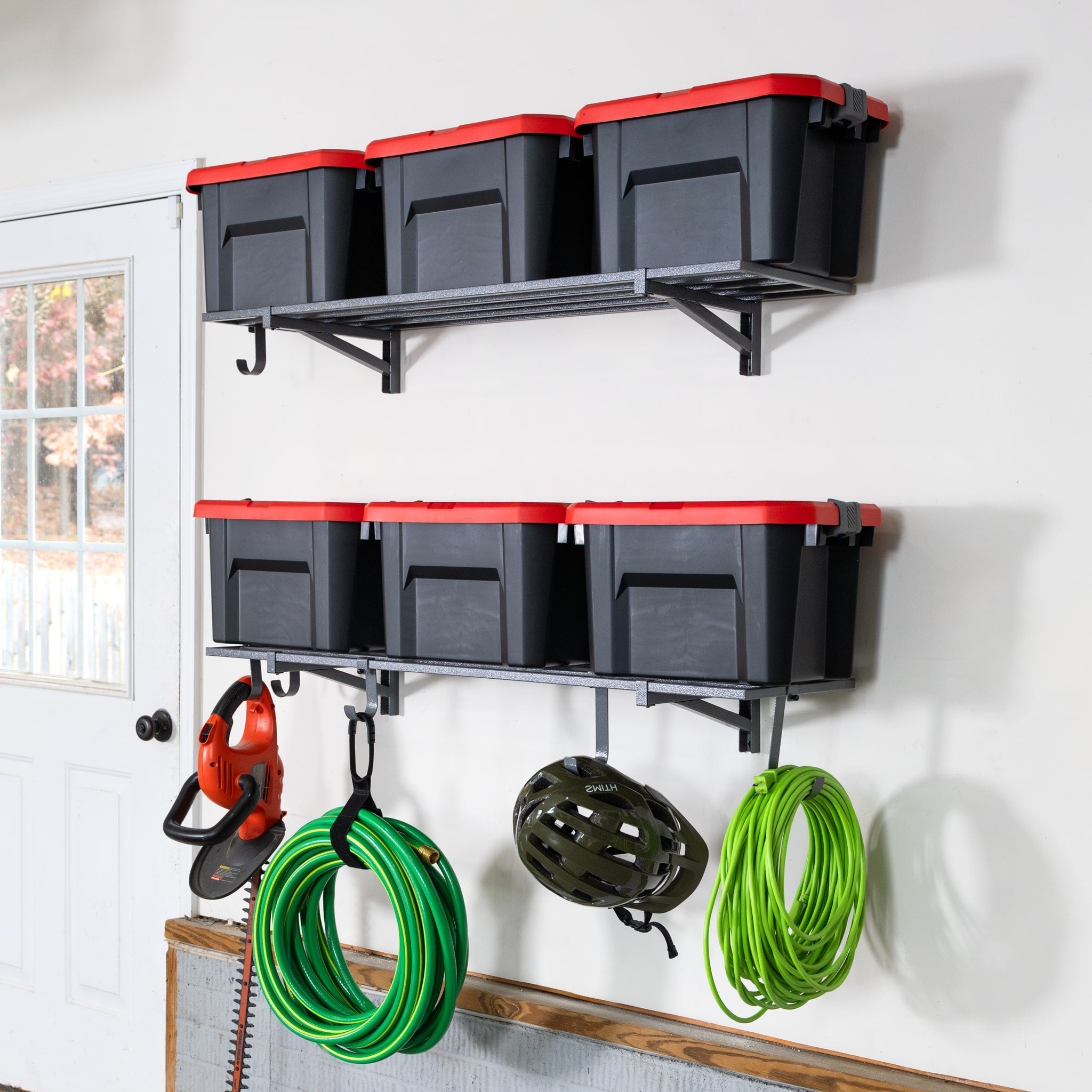 1' x 4' Bristol Garage Wall Mount Shelves | 2 Pack | Hammered Gray - OVERLANDERS Outfitter