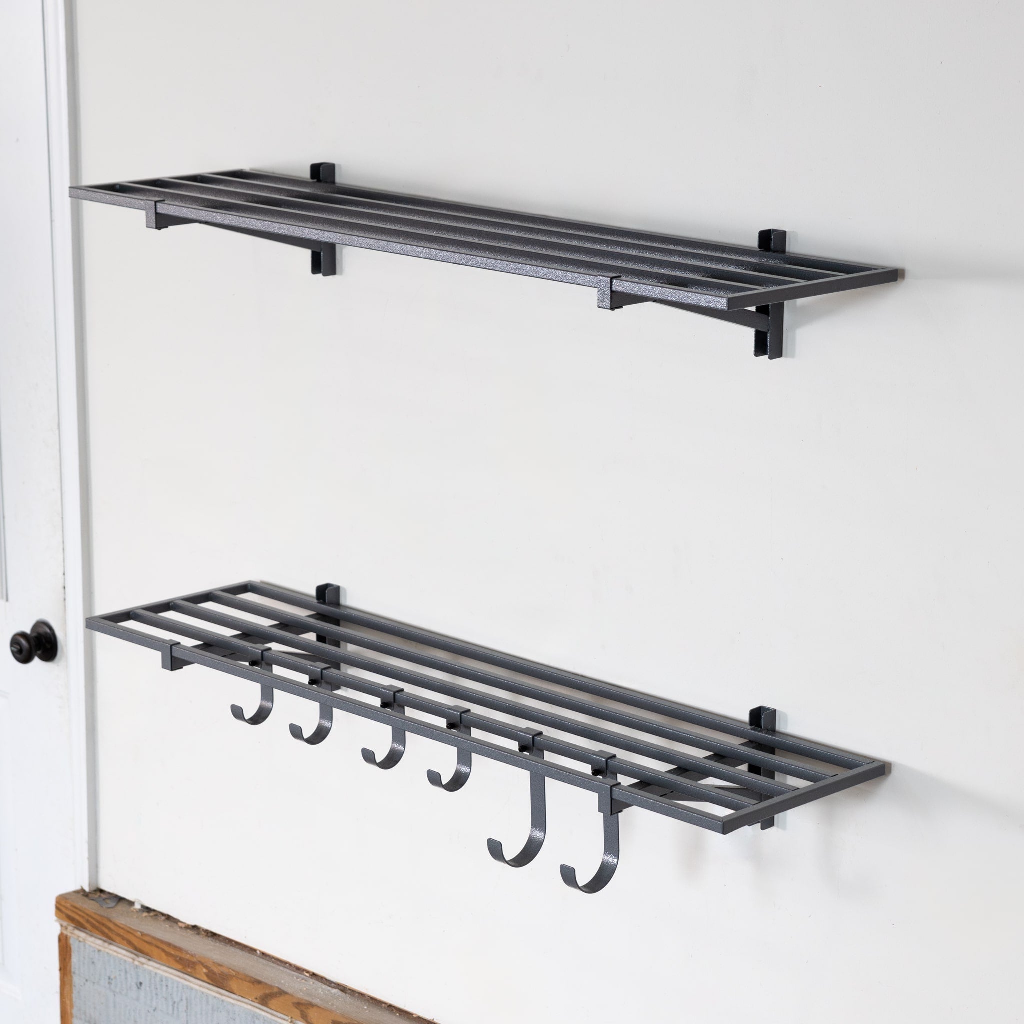 1' x 4' Bristol Garage Wall Mount Shelves | 2 Pack | Hammered Gray - OVERLANDERS Outfitter