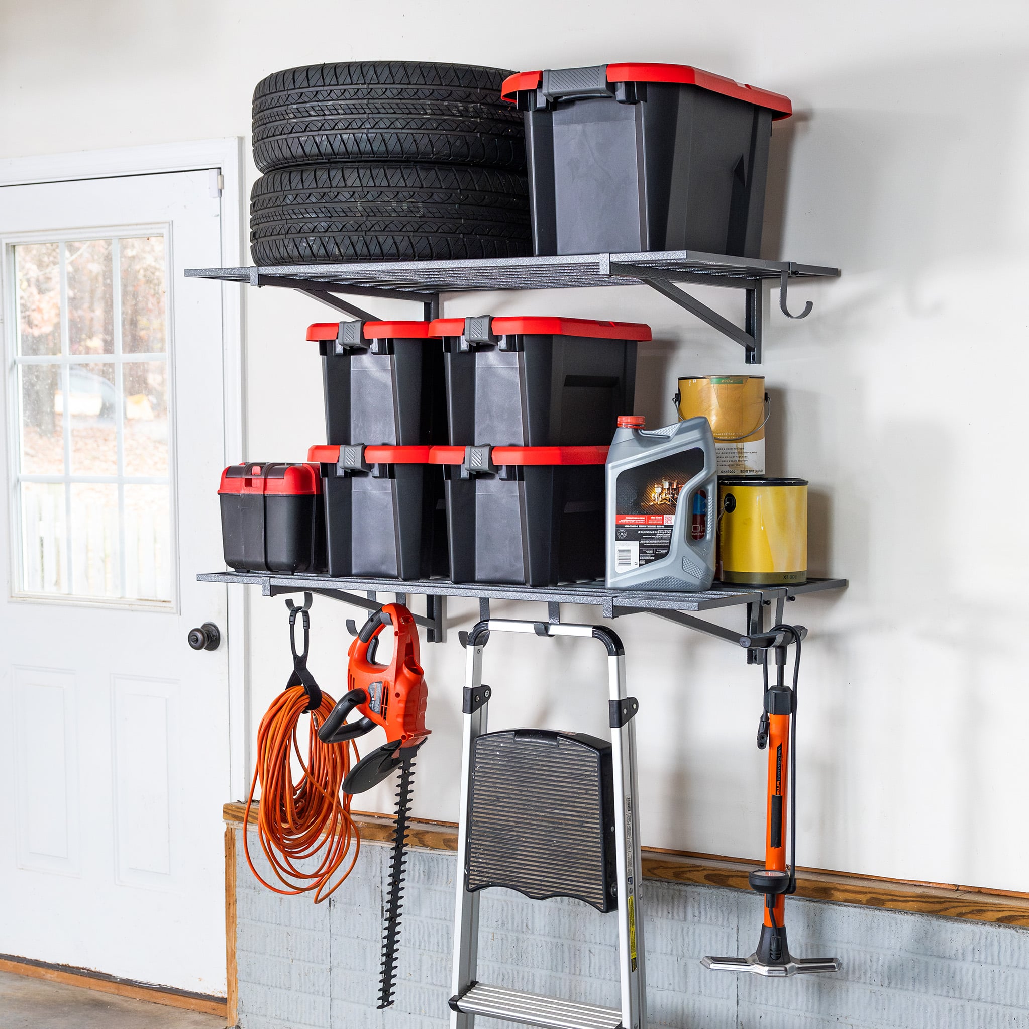 2' x 4' Bristol Garage Wall Mount Shelves | 2 Pack | Hammered Gray - OVERLANDERS Outfitter