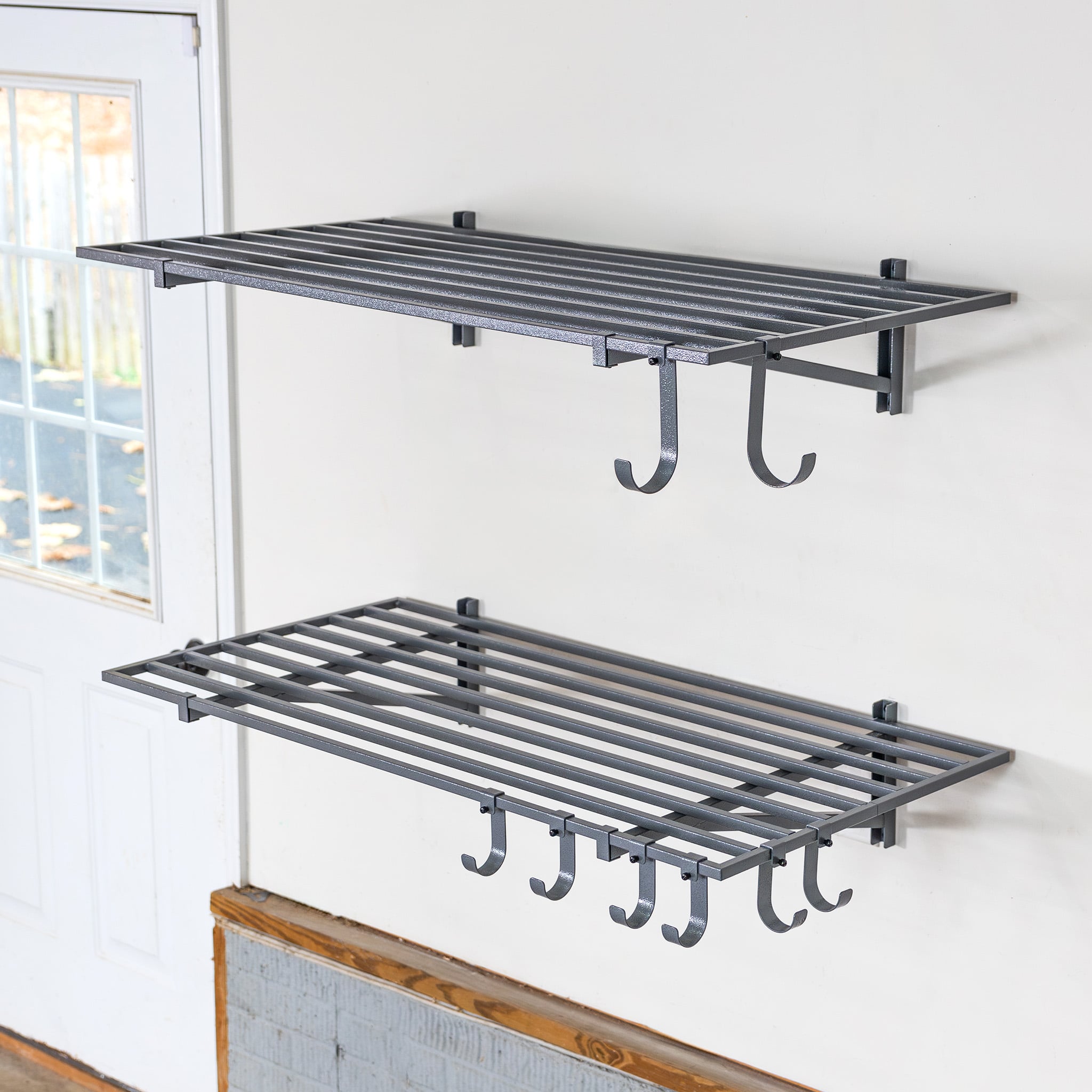 2' x 4' Bristol Garage Wall Mount Shelves | 2 Pack | Hammered Gray - OVERLANDERS Outfitter