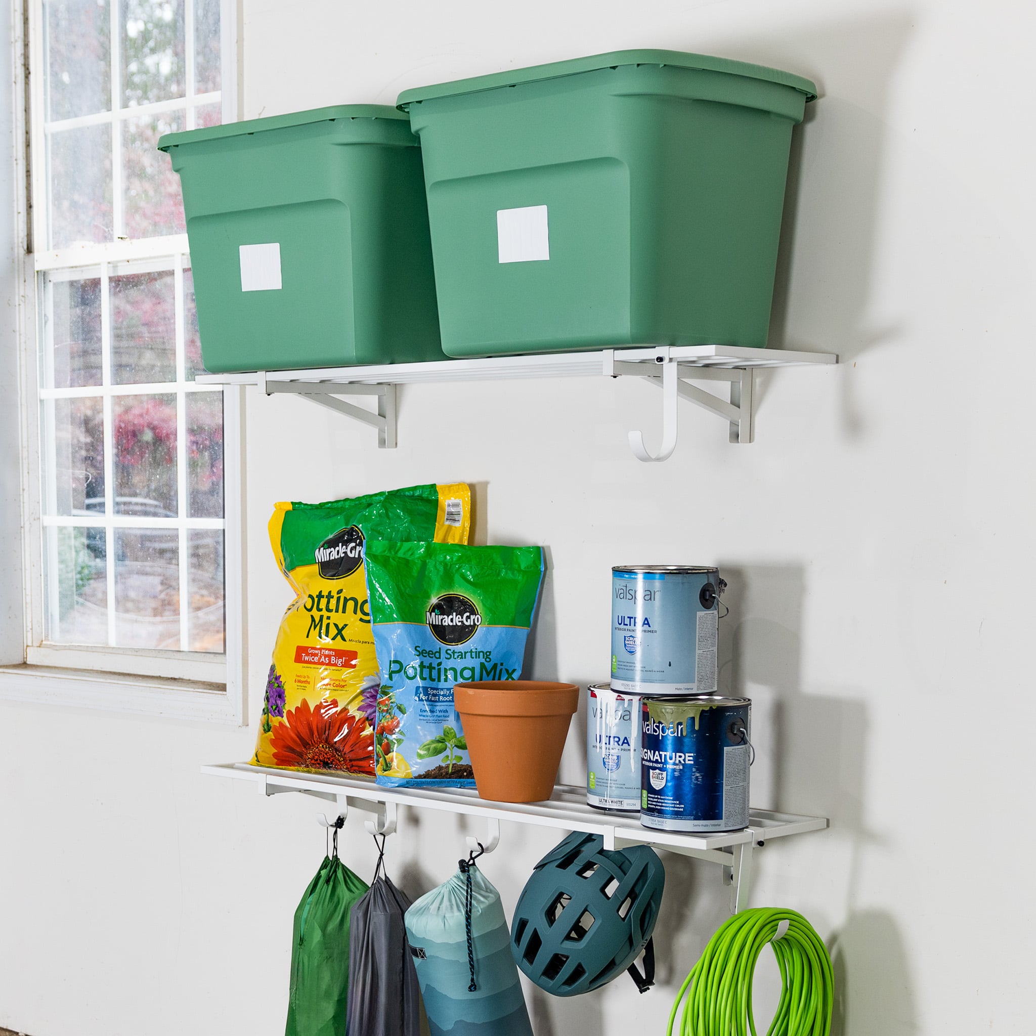 1' x 4' Bristol Garage Wall Mount Shelves | 2 Pack | White - OVERLANDERS Outfitter