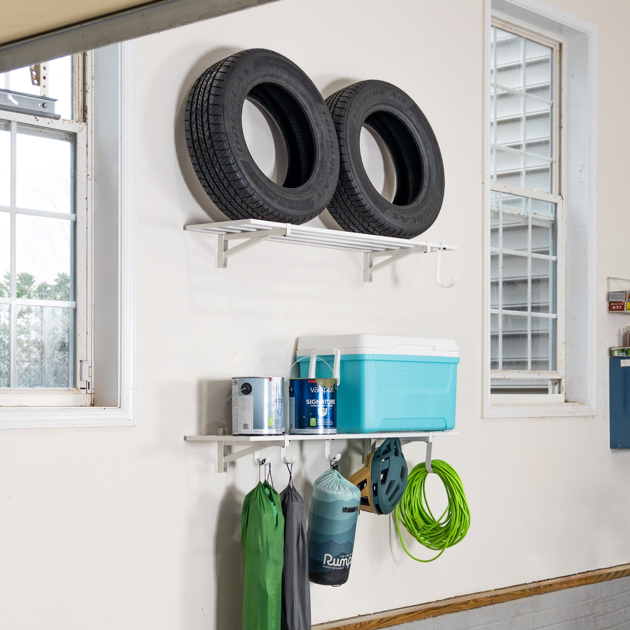 1' x 4' Bristol Garage Wall Mount Shelves | 2 Pack | White - OVERLANDERS Outfitter