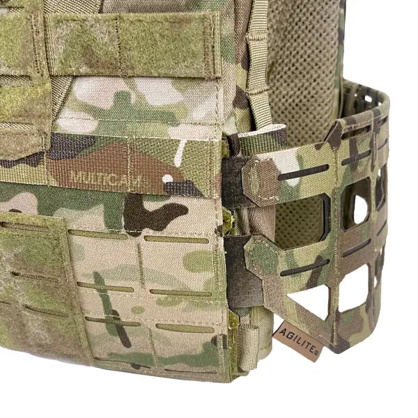HCC Tactical Warfighter Cummerbund in Multi-Threat Camo, adjustable tactical gear with pouches and hook-and-loop fasteners.