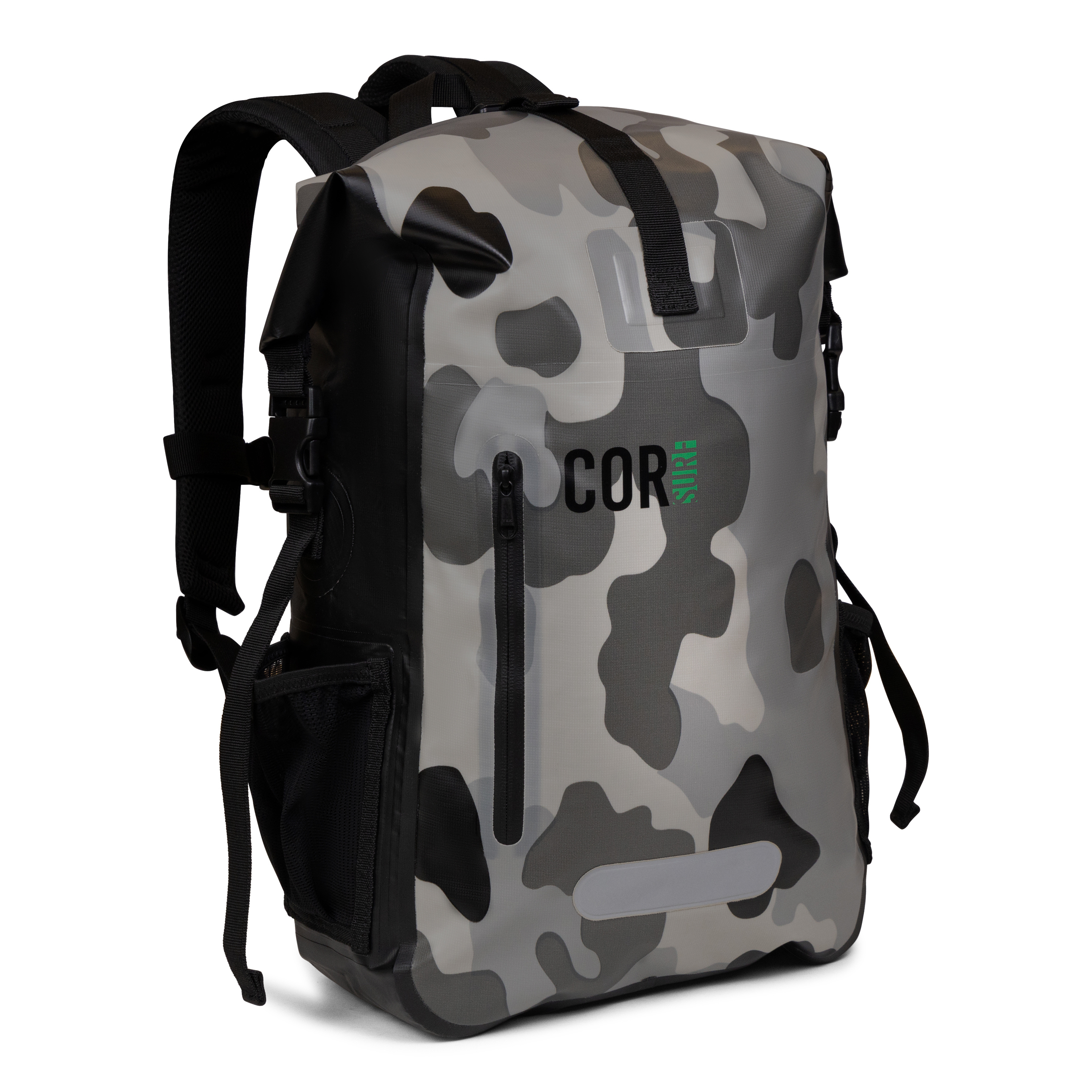 COR Surf 25L waterproof dry backpack with secure roll-top closure, ideal for outdoor adventures and protecting valuables from water.