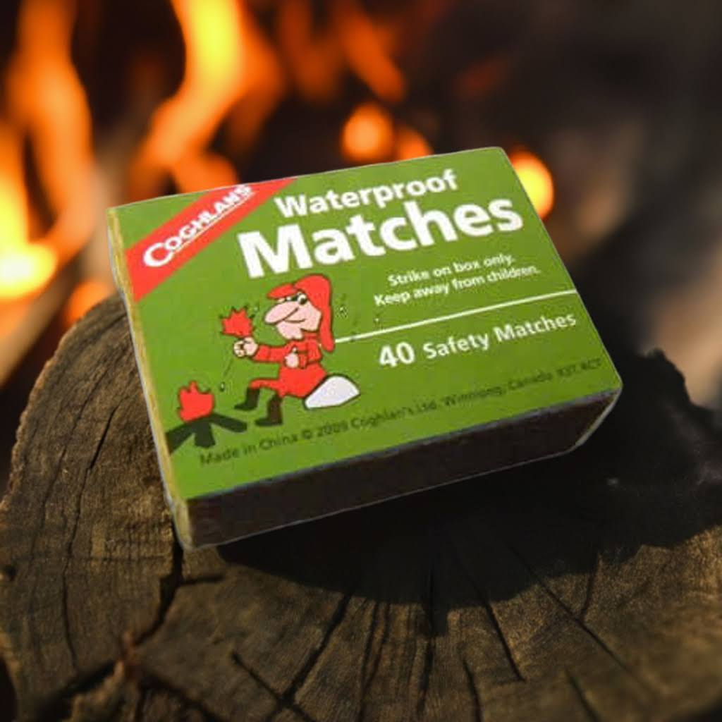 Waterproof matches in a survival kit box, ideal for light and communication, by quakekits.com