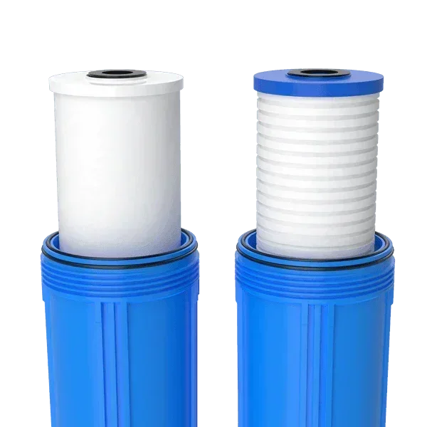 Green Vista Living Waterdrop WHF21-PG 5 Micron 2-Stage Whole House Water Filtration System showing filters and unit components