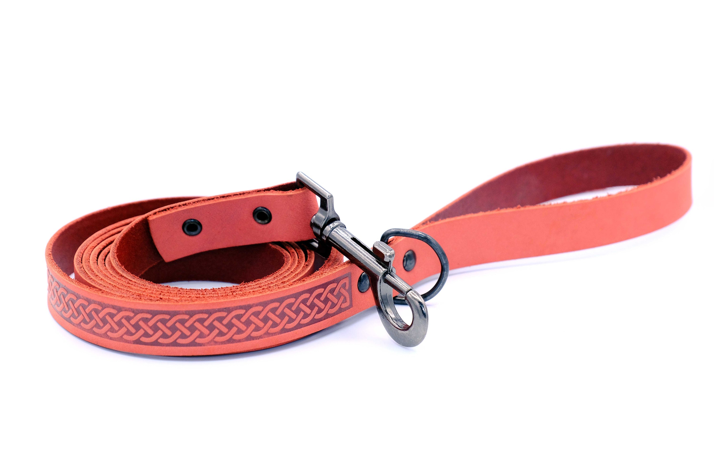 Euro-Dog Collars and Leads Celtic Sport leather dog collar and leash set with durable leather straps and metal hardware.
