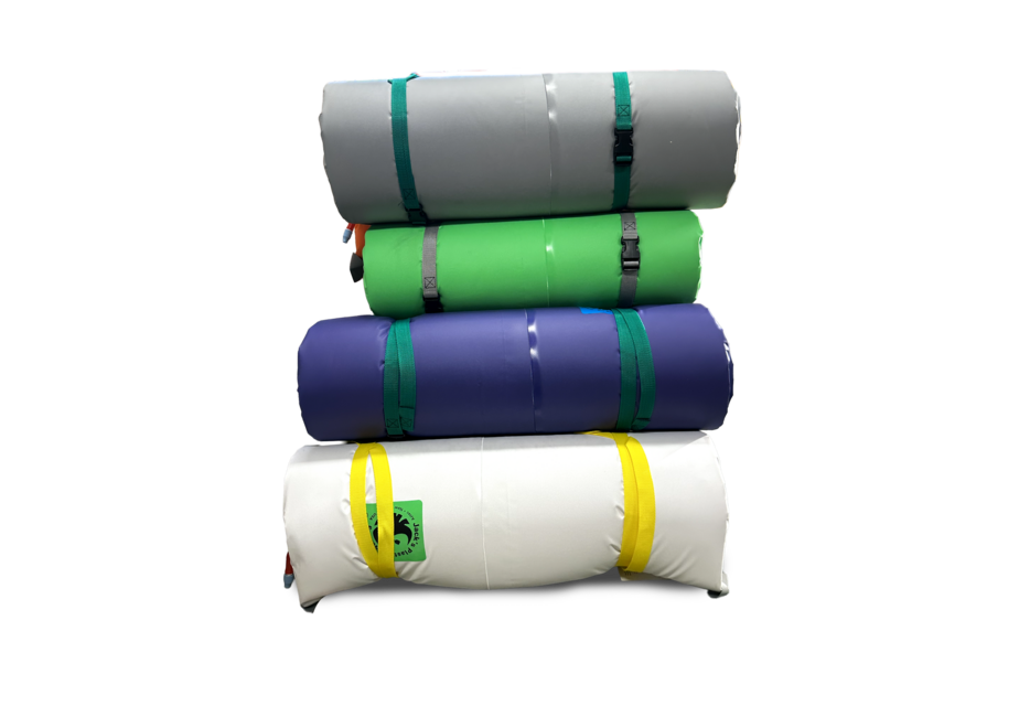 Jack's Plastic Welding Grande Paco Pad, 78" x 3", self-inflating river sleeping pad in outdoor setting.