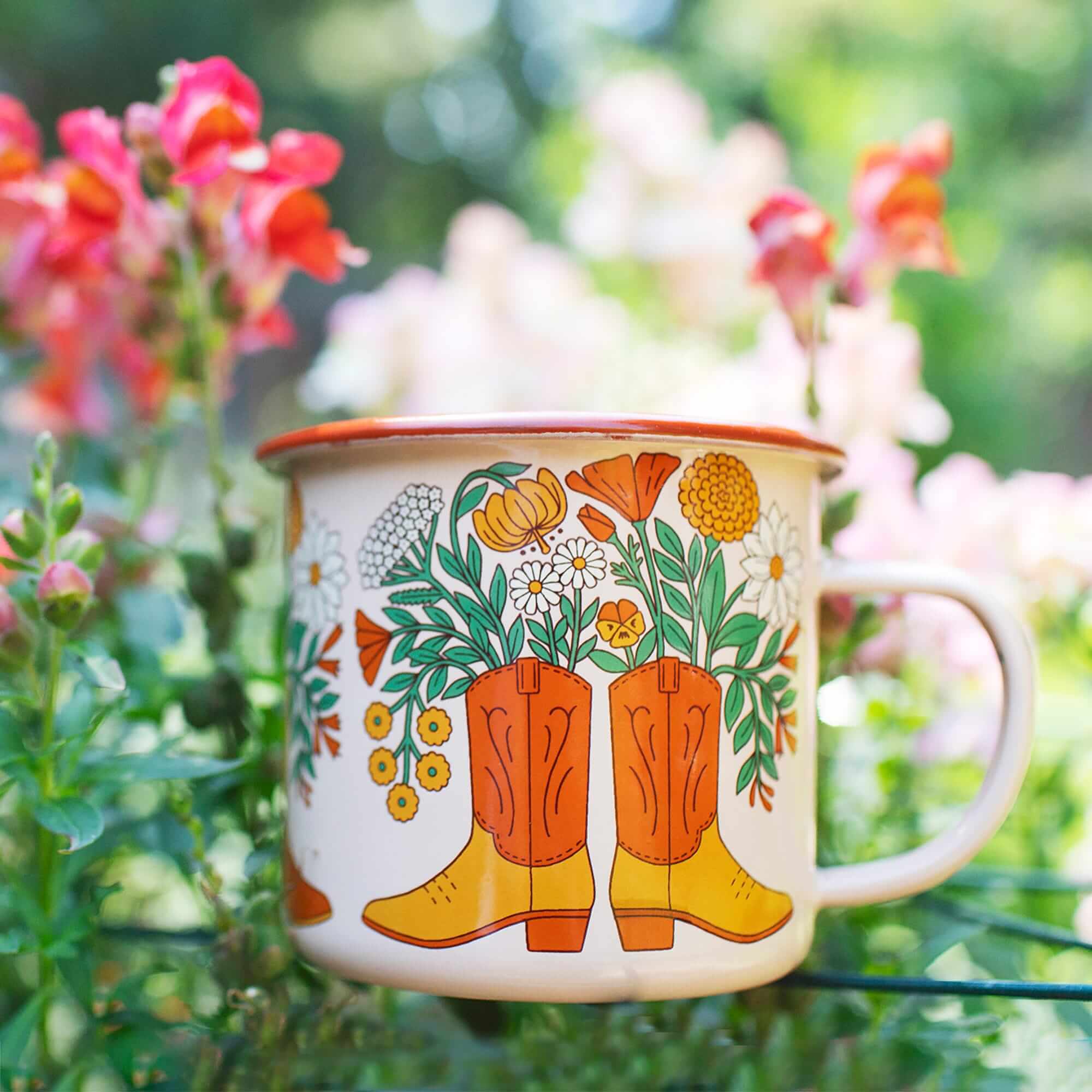 Western Bloom Enamel Mug 16oz - OVERLANDERS Outfitter