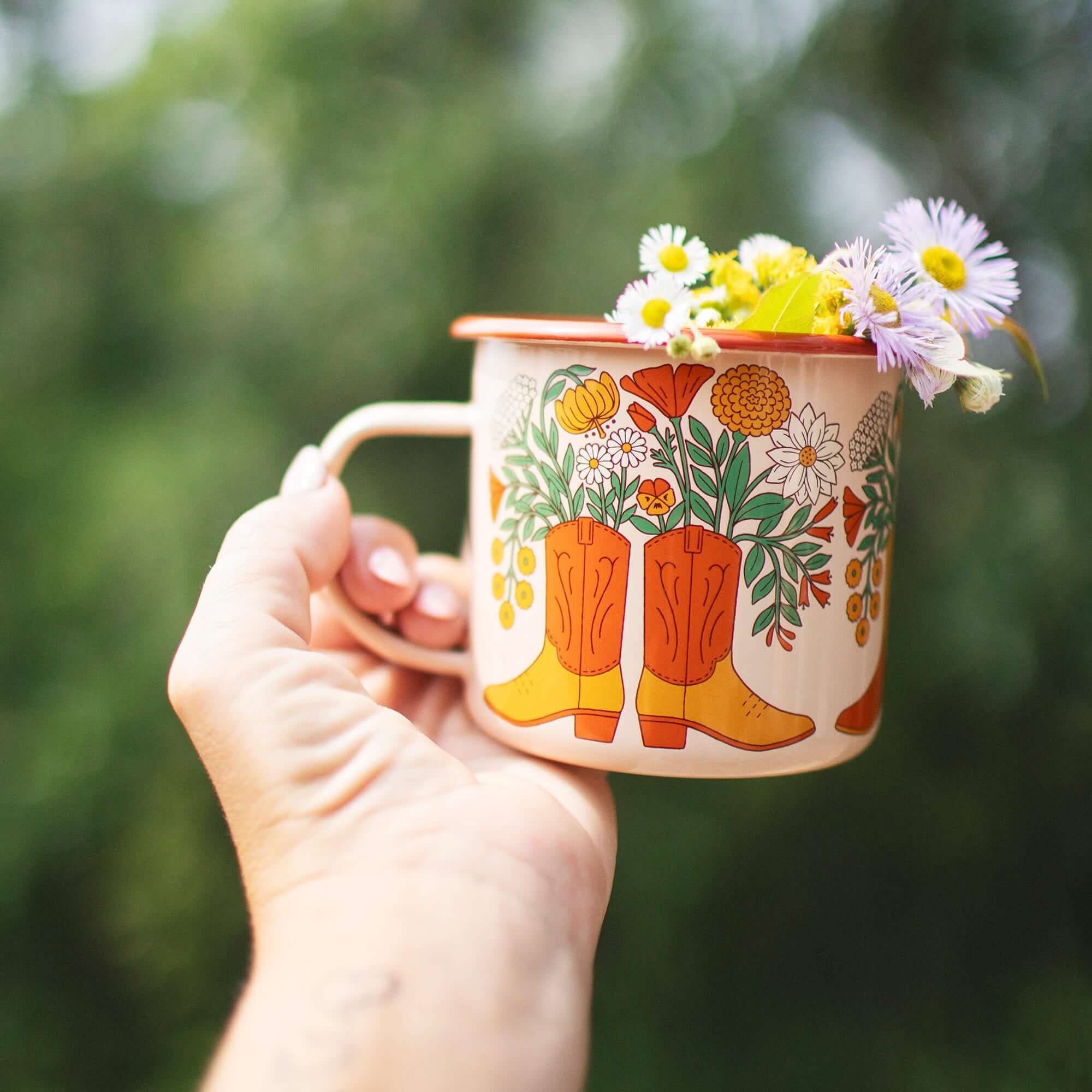 Western Bloom Enamel Mug 16oz - OVERLANDERS Outfitter