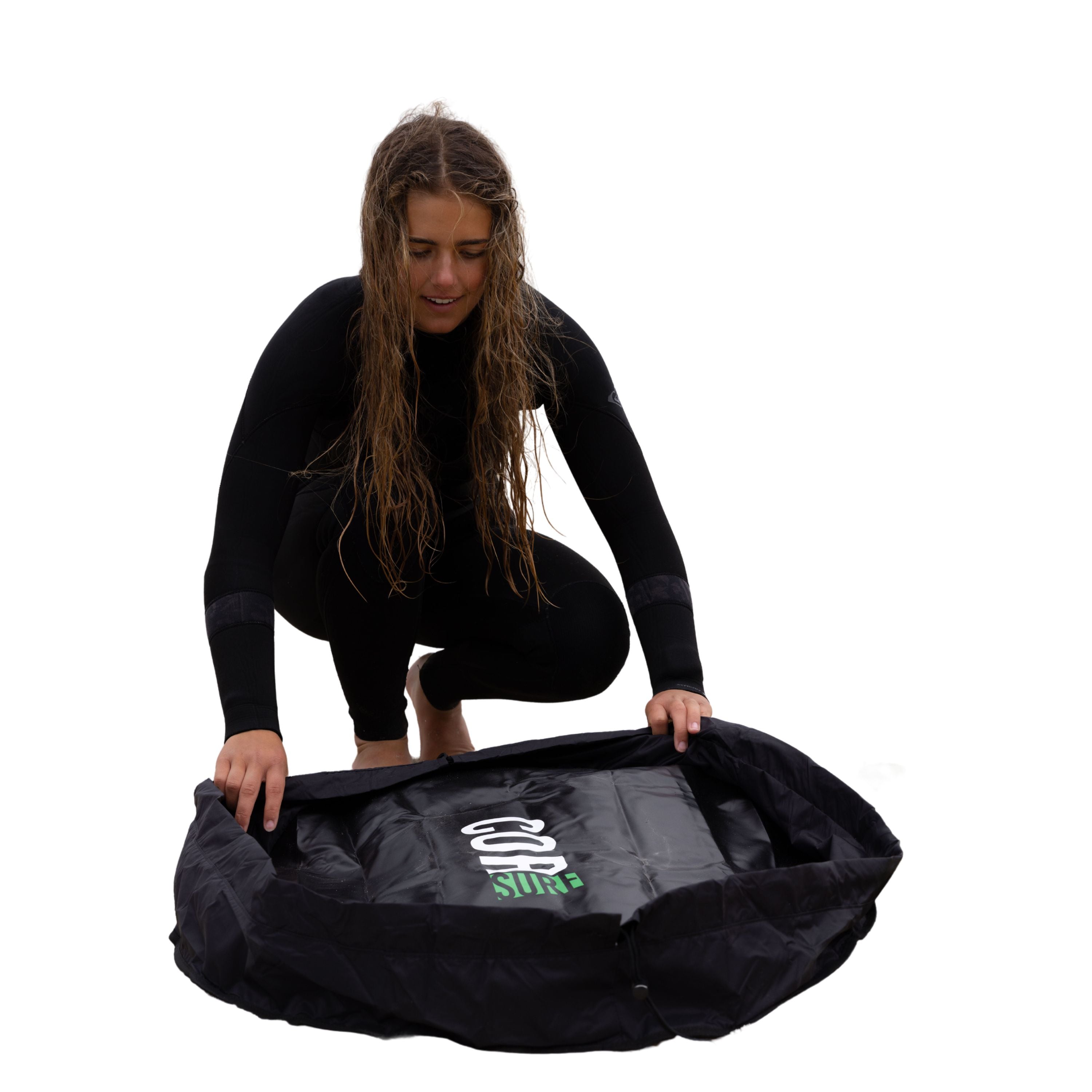 COR Surf wetsuit changing mat for beach use, waterproof accessories for comfortable wetsuit changing outdoors.