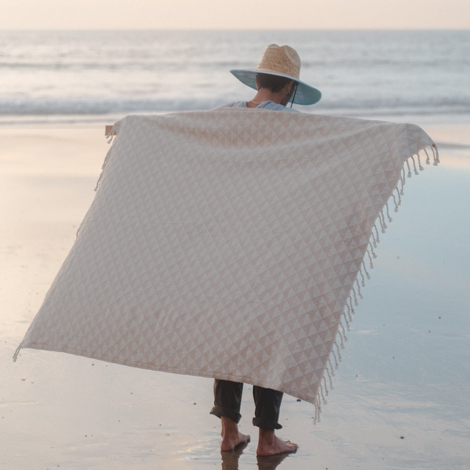 Organic Throw Blanket - Tan & Beige - OVERLANDERS Outfitter