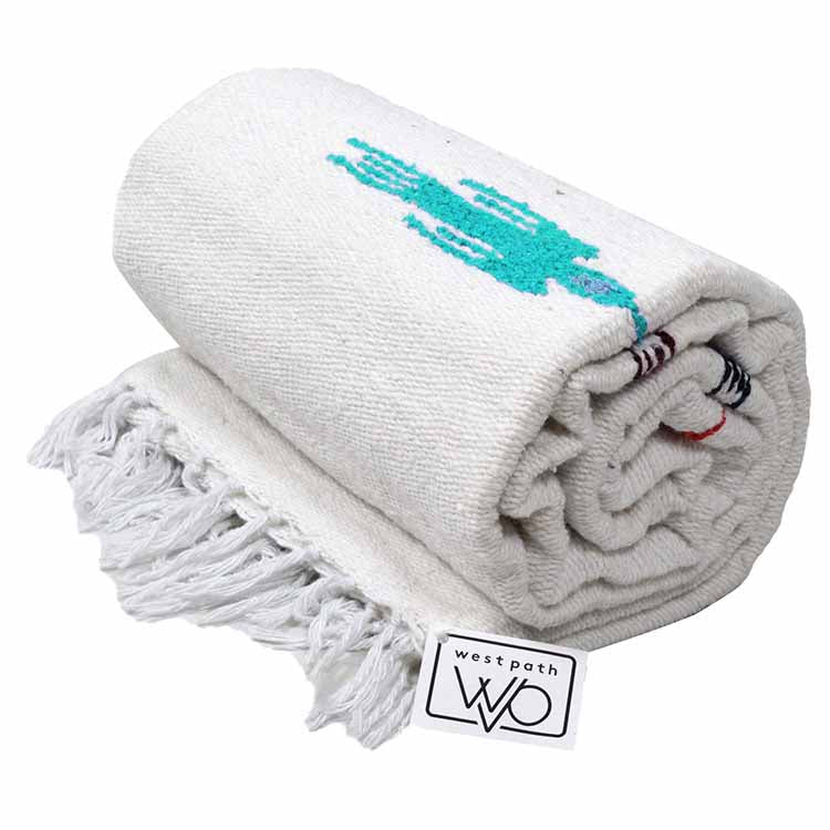 Namaste White Baja Thunderbird Yoga Blanket - OVERLANDERS Outfitter
