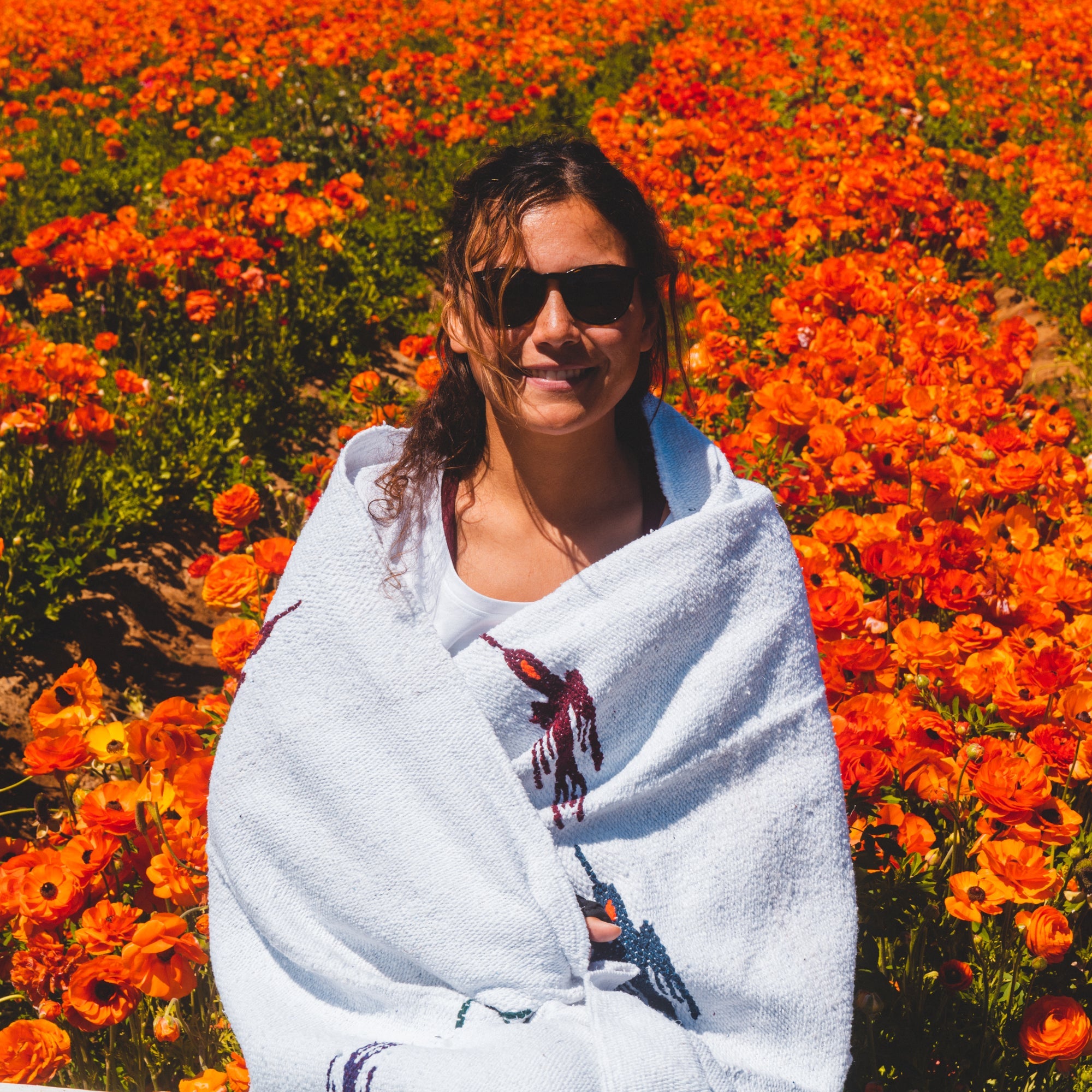 Namaste White Baja Thunderbird Yoga Blanket - OVERLANDERS Outfitter