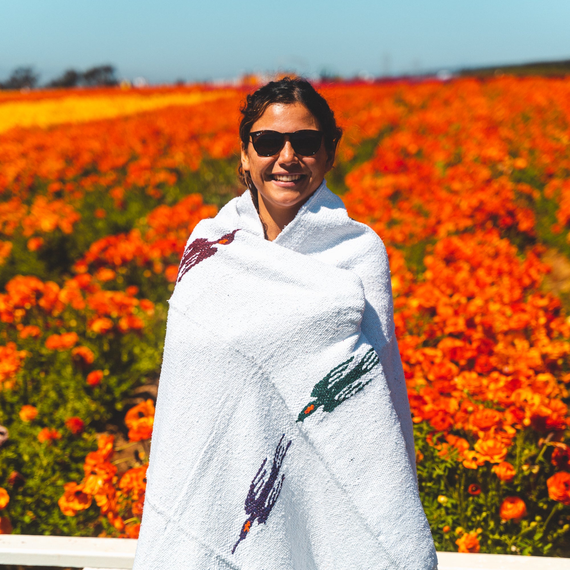 Namaste White Baja Thunderbird Yoga Blanket - OVERLANDERS Outfitter