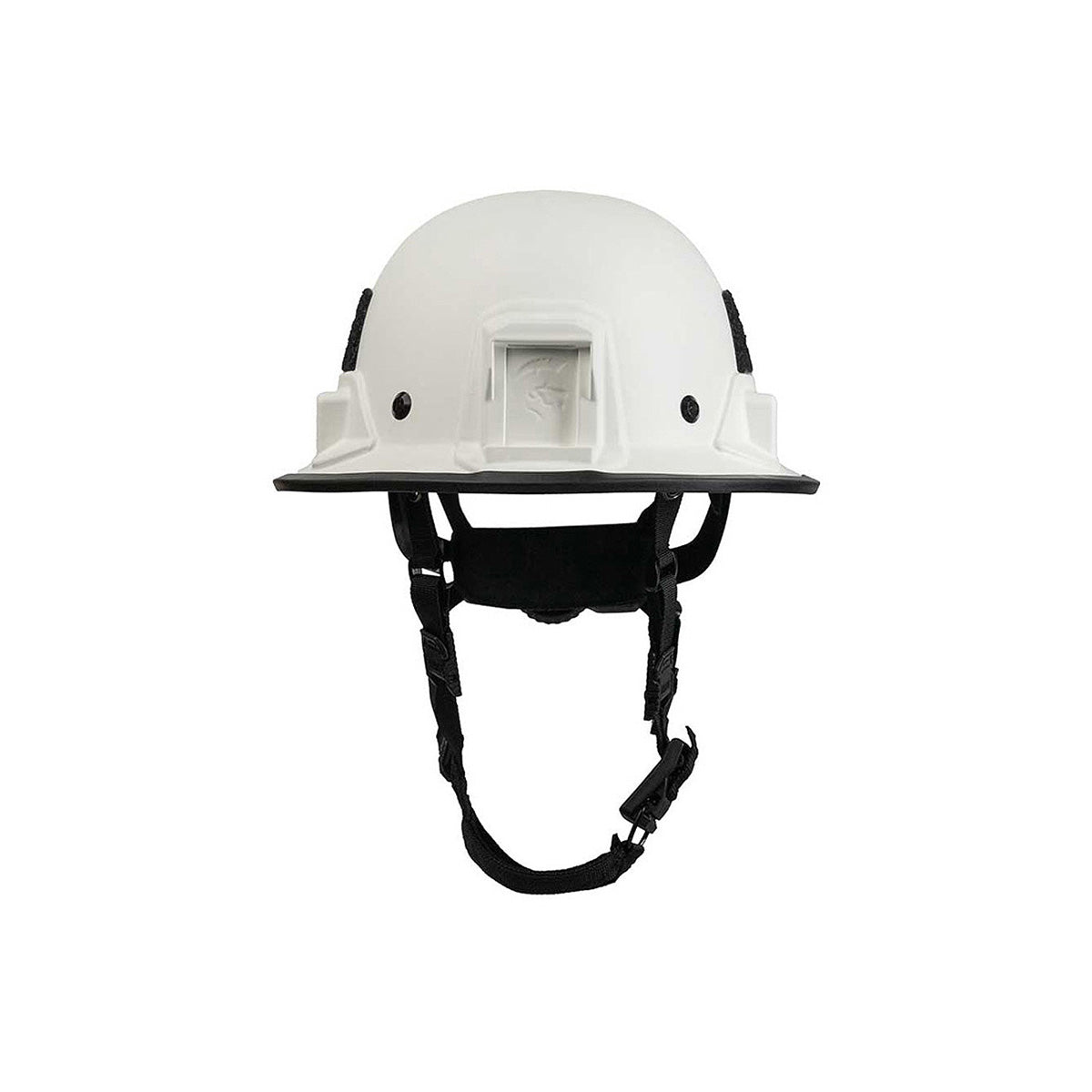 White Kevy™ Hard Hat safety helmet by Hard Head Veterans, shown from the front view with adjustable strap and ventilation.