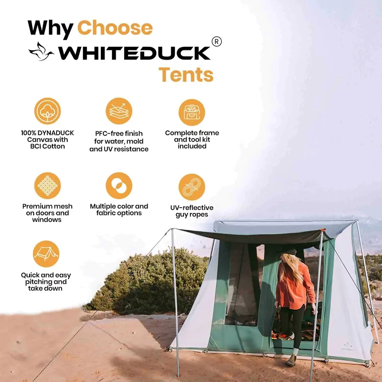 White Duck Outdoors Prota Canvas Cabin Tent, 7x9 feet, with durable fabric and spacious design for outdoor camping.