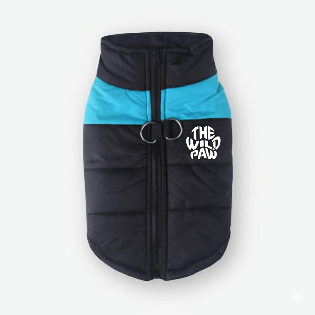 Blue Wilderness Shield vest coat by The Wild Paw, featuring rugged design and durable material for outdoor adventures.