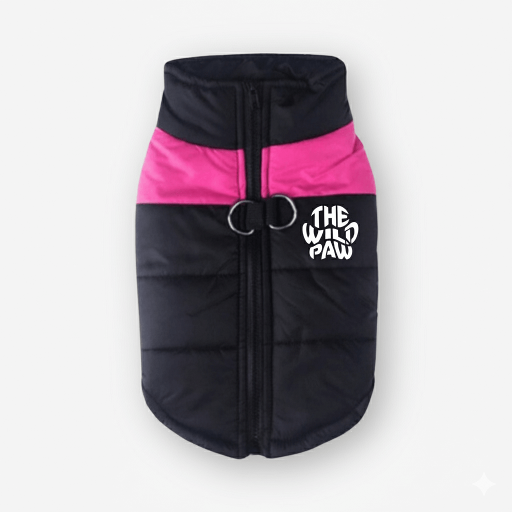 Pink Wilderness Shield vest coat by The Wild Paw, featuring durable fabric and adjustable straps for outdoor protection.