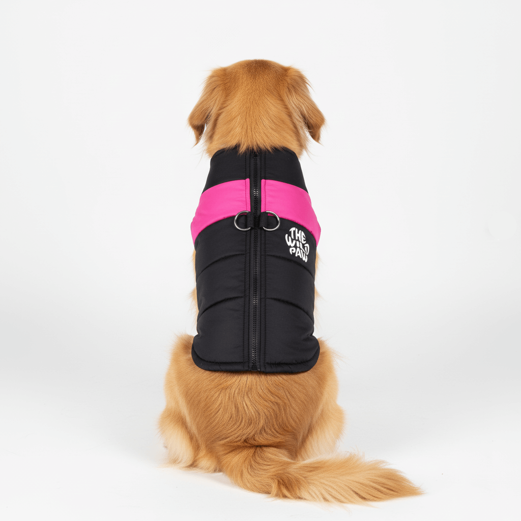 Pink Wilderness Shield vest coat by The Wild Paw, featuring durable design and adjustable straps for outdoor adventures.
