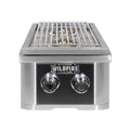 Wildfire Ranch Pro 14-Inch Stainless Steel Double Side Burner with two burners and sleek stainless steel design.