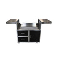 Black stainless steel outdoor grill cart from SAKSBY WHOLESALE, showcasing a sleek front view and spacious design.