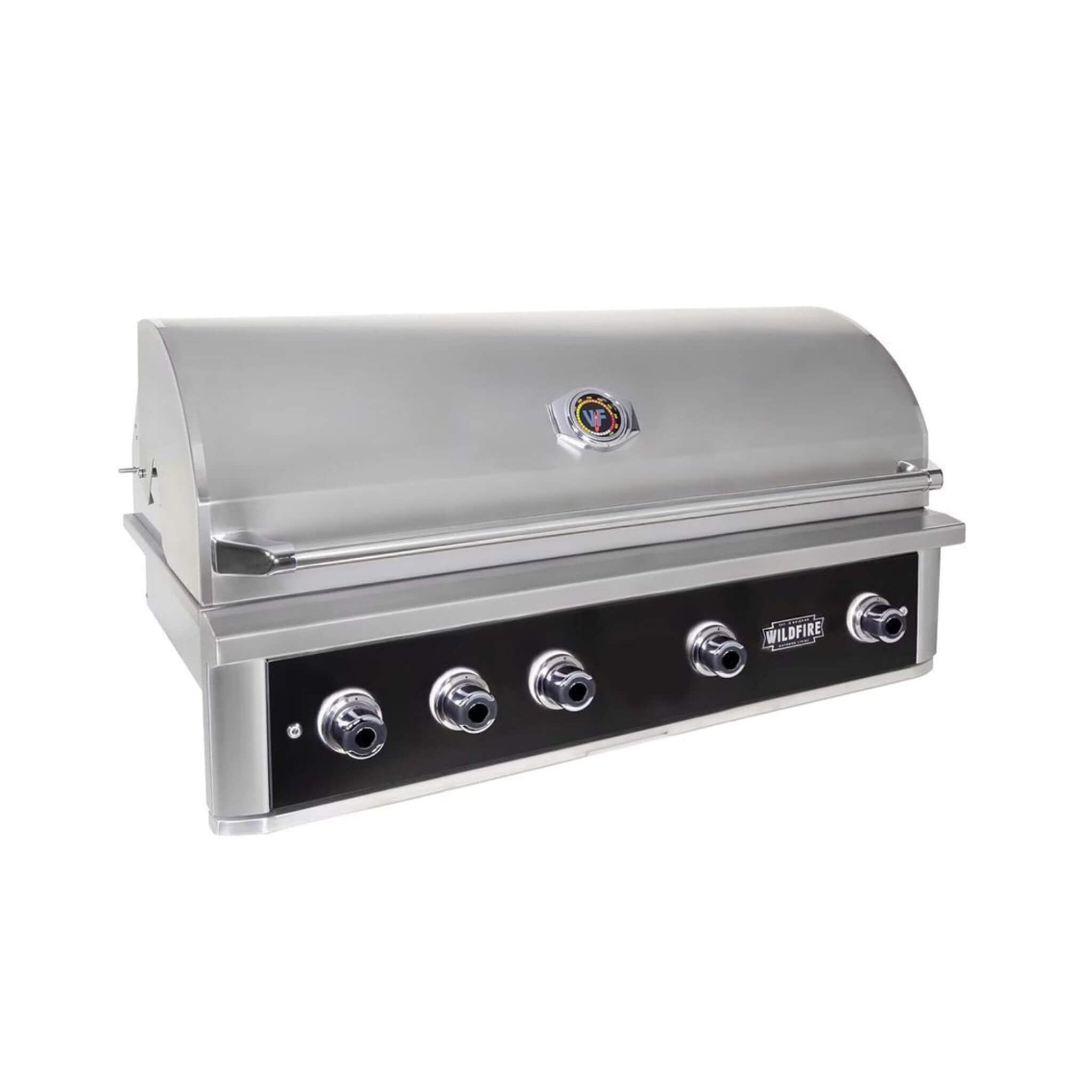 Side view of Wildfire Ranch Pro 42-inch 304 stainless steel natural gas grill by SAKSBY WHOLESALE.