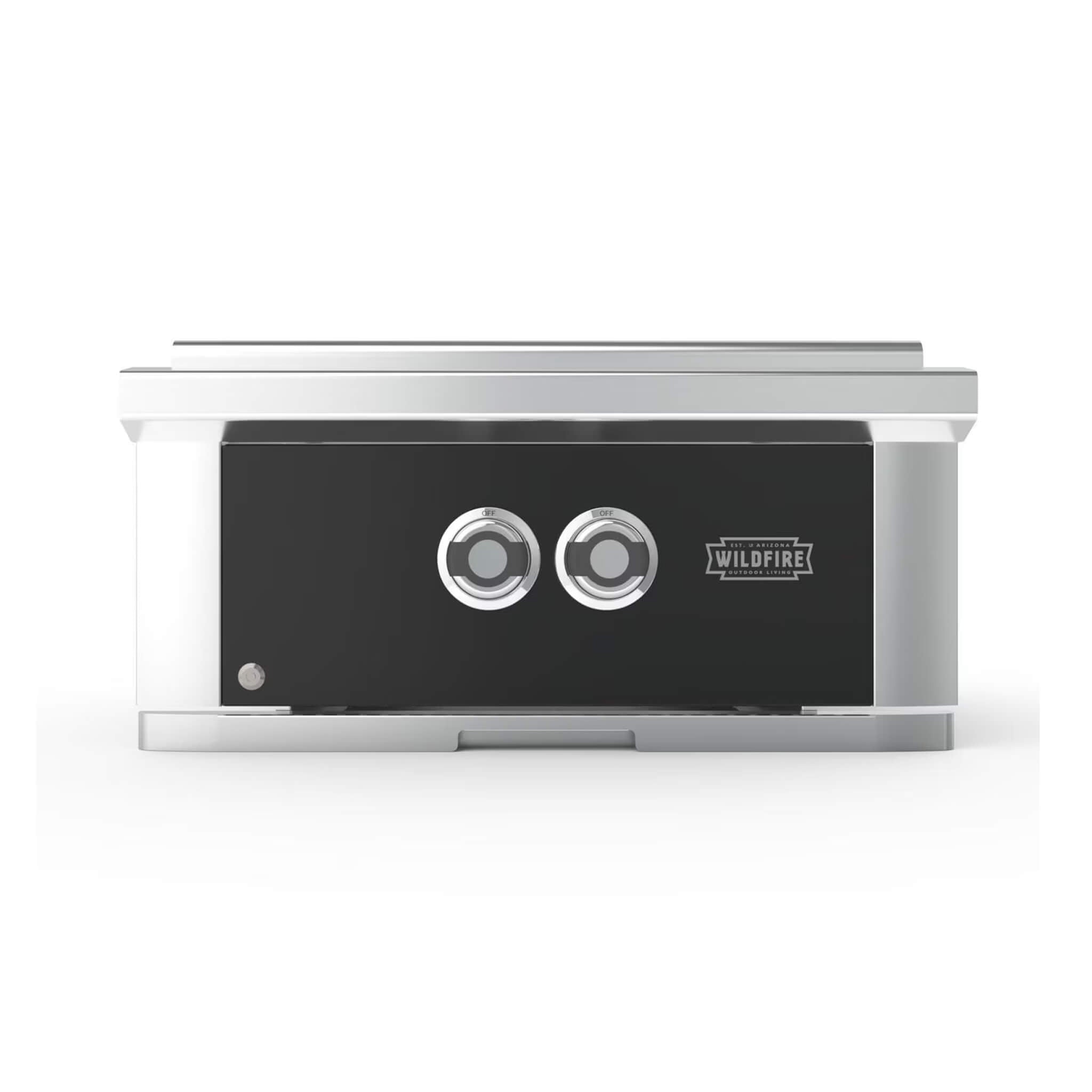 Wildfire Ranch Pro 24-Inch Stainless Steel Power Burner on a white background, showcasing its sleek design and outdoor grilling features.
