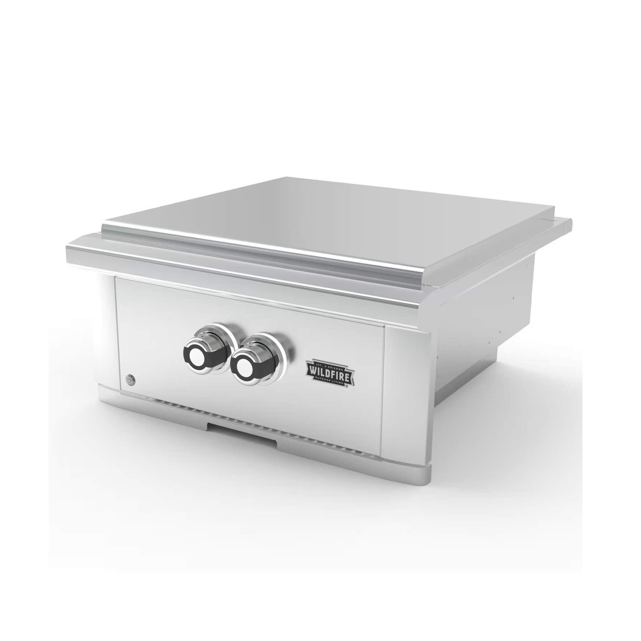 Wildfire Ranch Pro 24-Inch Stainless Steel Power Burner from SAKSBY WHOLESALE, showcasing a sleek silver design.