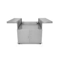 Front view of SAKSBY WHOLESALE stainless steel outdoor grill cart with propane tank slide-out door.